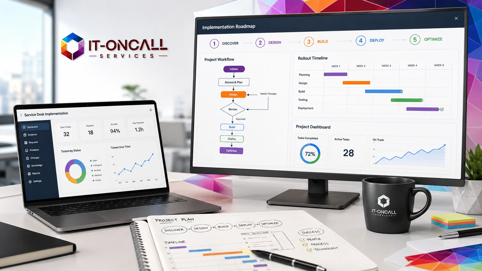 Service desk implementation dashboards and workflow planning