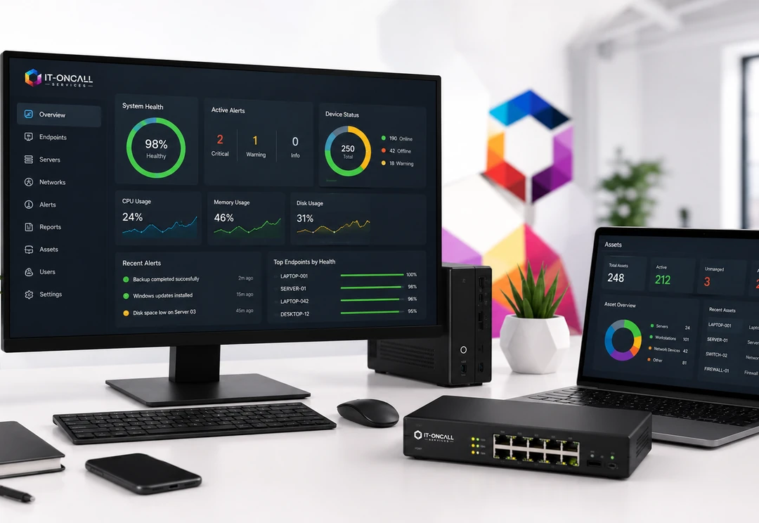 Managed IT Services dashboard and monitoring workspace